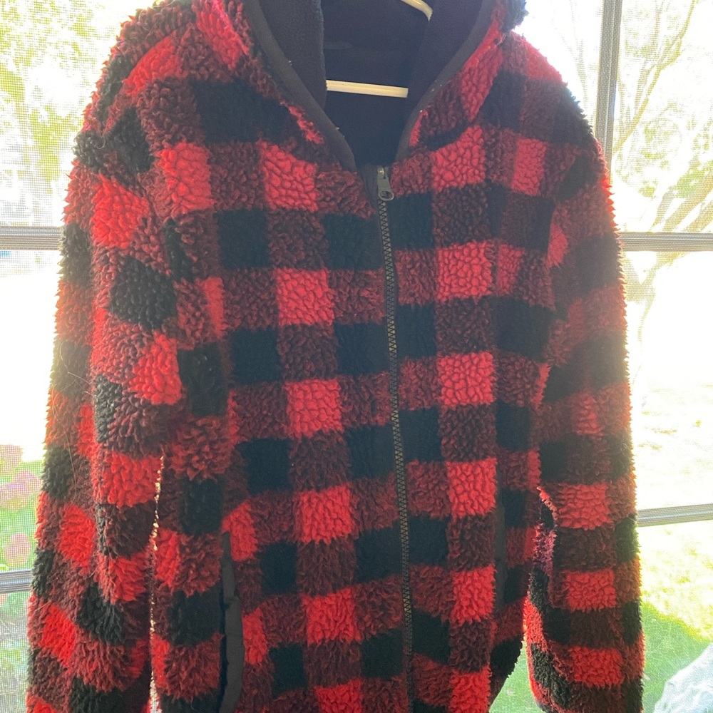 Falls Creek Kids Red and Black Checkered Puffer Jacket